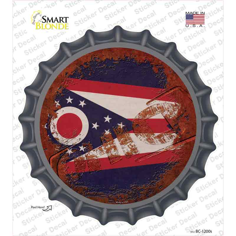 Ohio Rusty Stamped Novelty Bottle Cap Sticker Decal Small