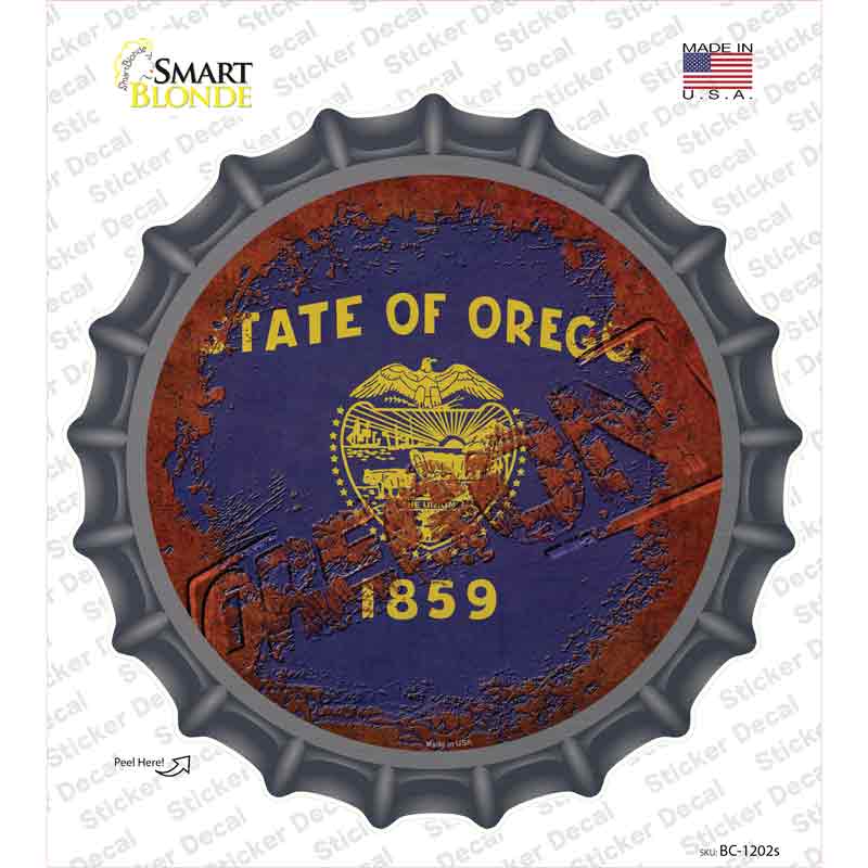 Oregon Rusty Stamped Novelty Bottle Cap Sticker Decal Small