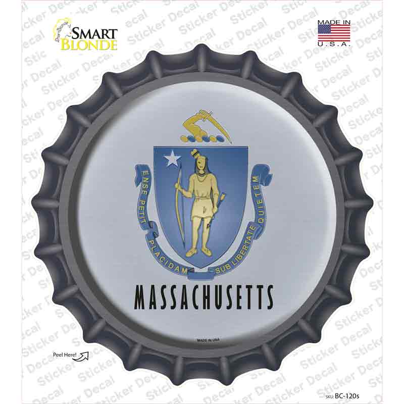 Massachusetts State Flag Novelty Bottle Cap Sticker Decal Small