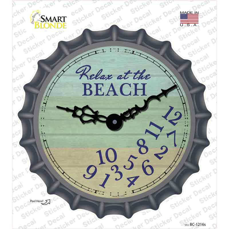 Relax At The Beach Novelty Bottle Cap Sticker Decal Small