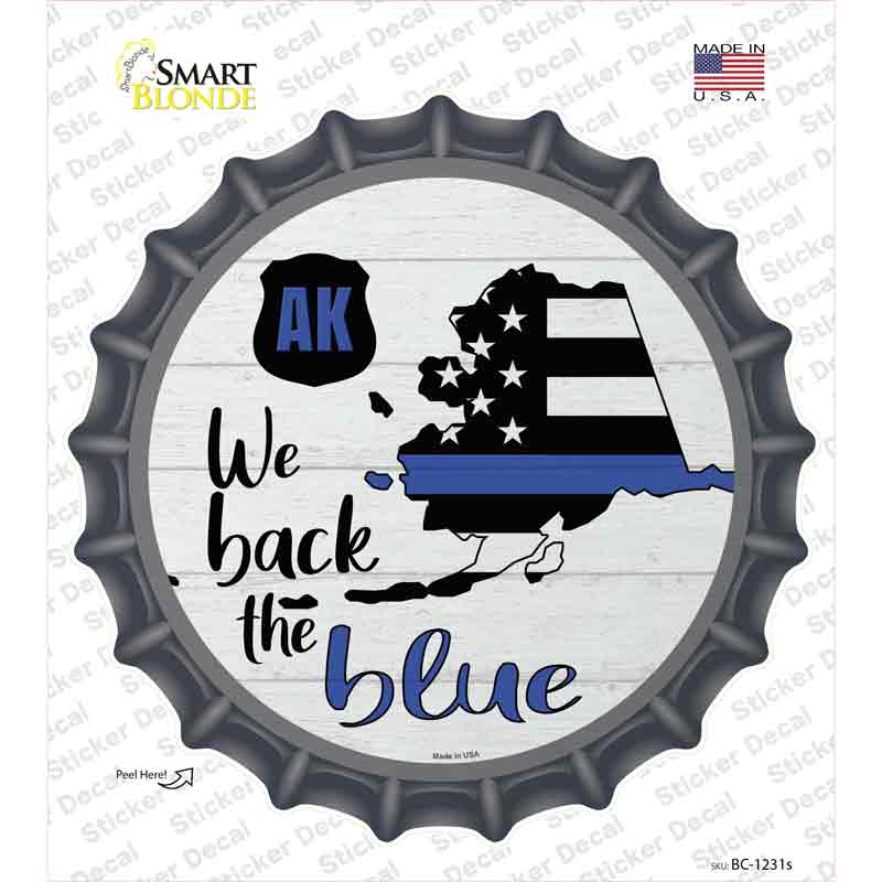 Alaska Back The Blue Novelty Bottle Cap Sticker Decal Small