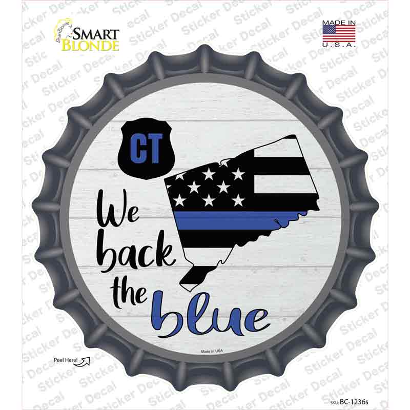 Connecticut Back The Blue Novelty Bottle Cap Sticker Decal Small