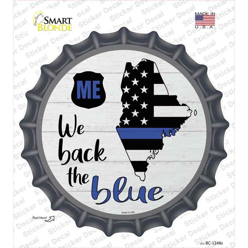 Maine Back The Blue Novelty Bottle Cap Sticker Decal Small