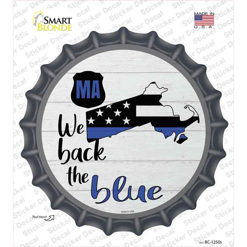 Massachusetts Back The Blue Novelty Bottle Cap Sticker Decal Small