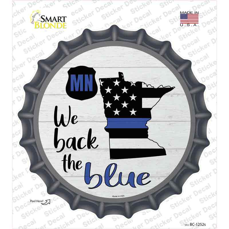 Minnesota Back The Blue Novelty Bottle Cap Sticker Decal Small