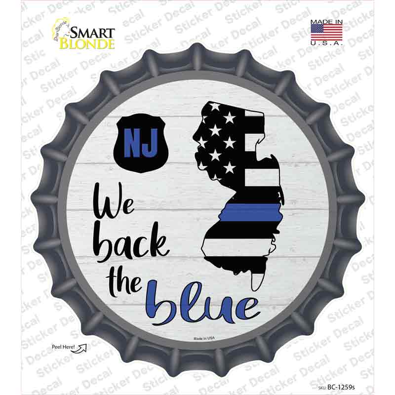 New Jersey Back The Blue Novelty Bottle Cap Sticker Decal Small