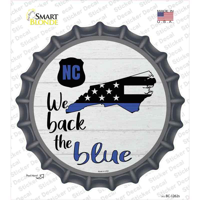 North Carolina Back The Blue Novelty Bottle Cap Sticker Decal Small