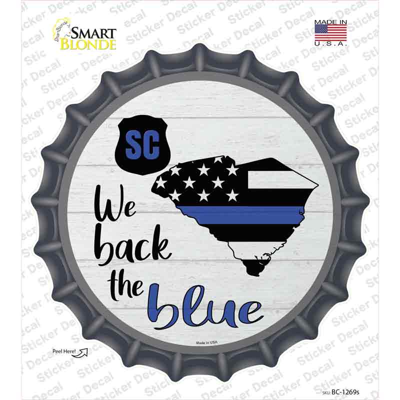 South Carolina Back The Blue Novelty Bottle Cap Sticker Decal Small