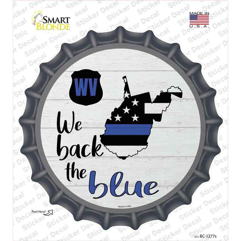 West Virginia Back The Blue Novelty Bottle Cap Sticker Decal Small