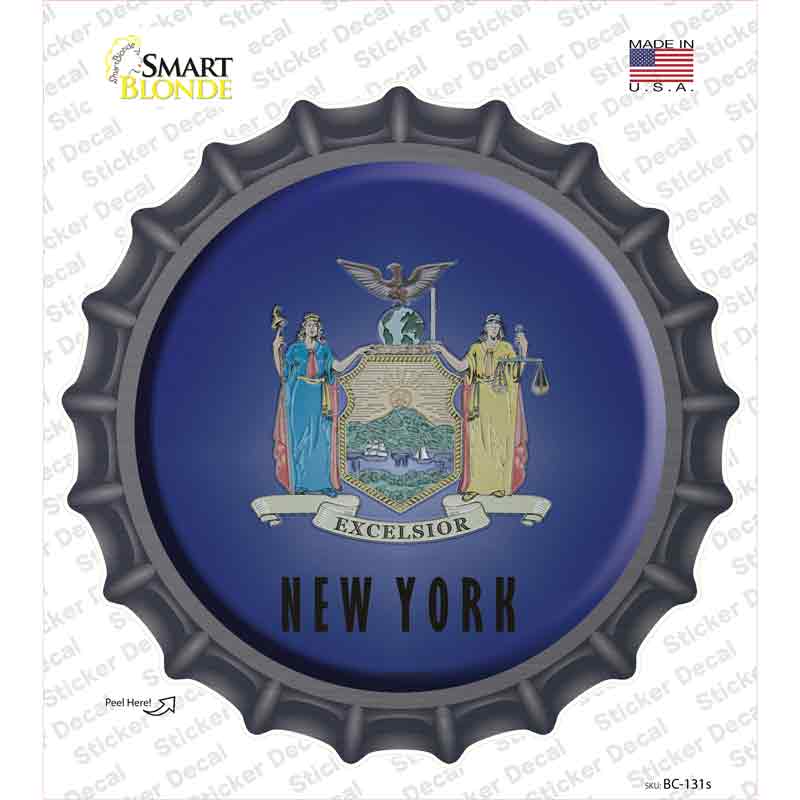 New York State Flag Novelty Bottle Cap Sticker Decal