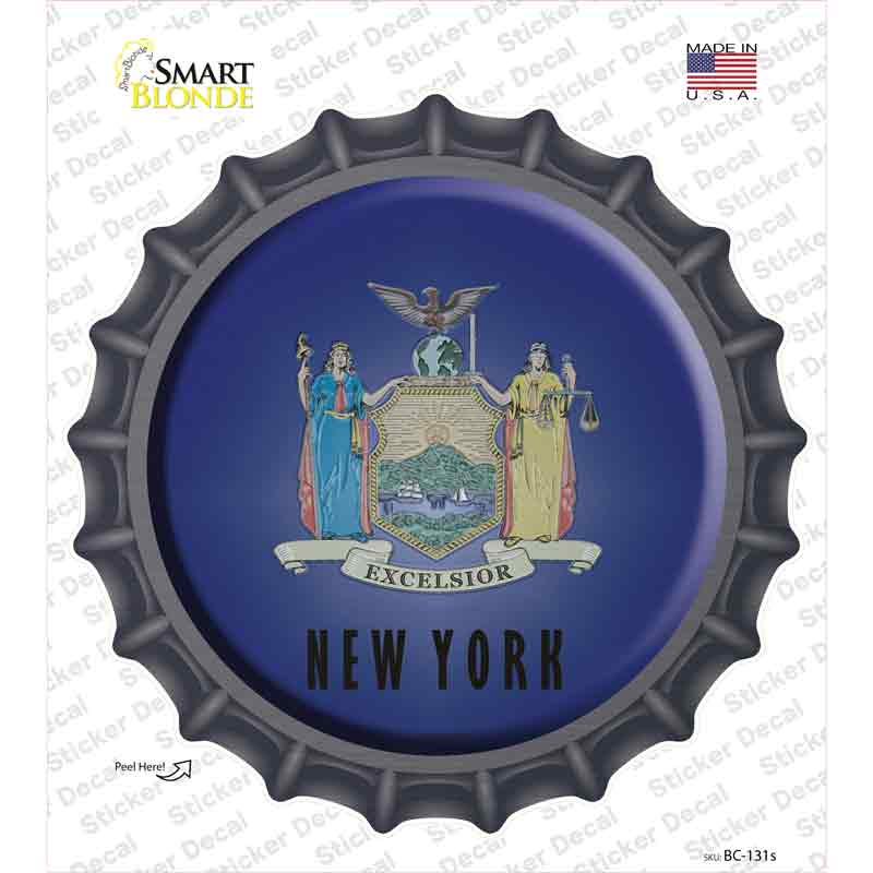 New York State Flag Novelty Bottle Cap Sticker Decal Small