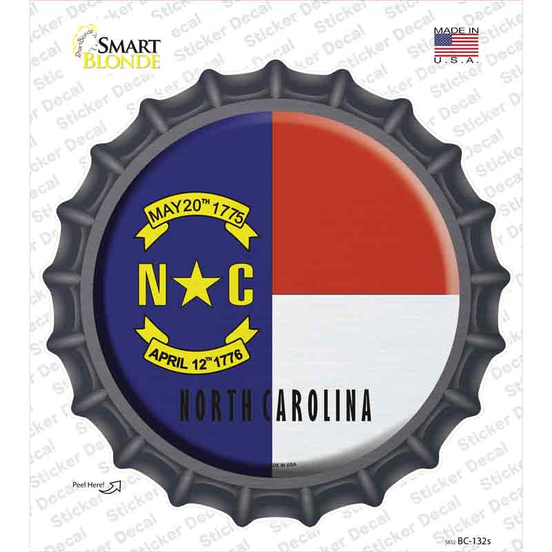 North Carolina State Flag Novelty Bottle Cap Sticker Decal Small