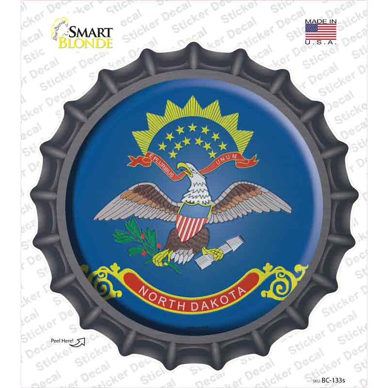 North Dakota State Flag Novelty Bottle Cap Sticker Decal Small