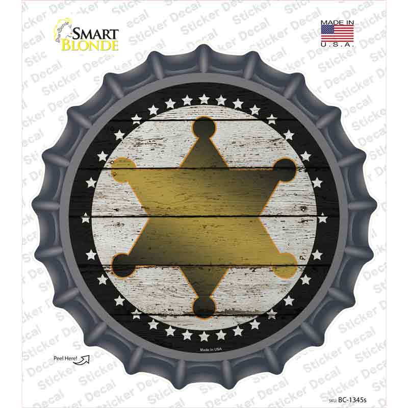 Sheriff Star Novelty Bottle Cap Sticker Decal Small