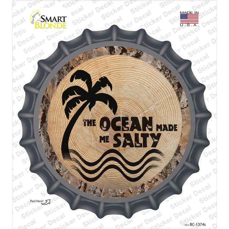 Ocean Made Me Salty Novelty Bottle Cap Sticker Decal Small