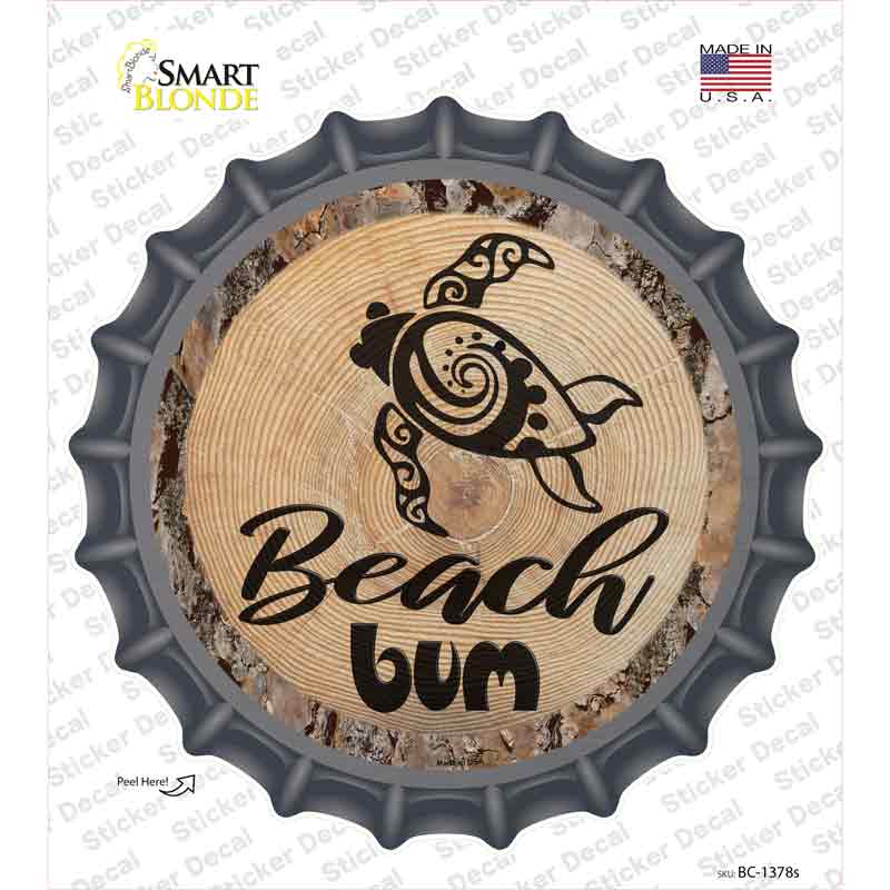 Beach Bum Seaturtle Novelty Bottle Cap Sticker Decal Small