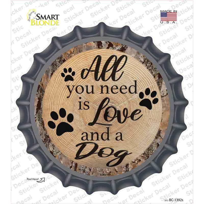 Love and a Dog Novelty Bottle Cap Sticker Decal Small