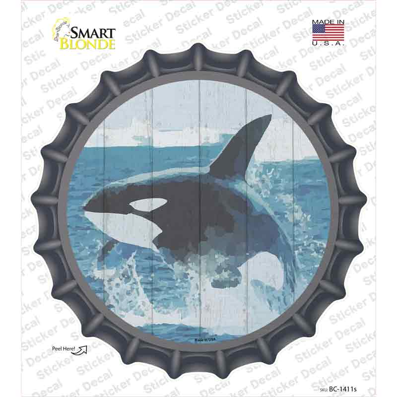 Whale Out of Water Novelty Bottle Cap Sticker Decal Small