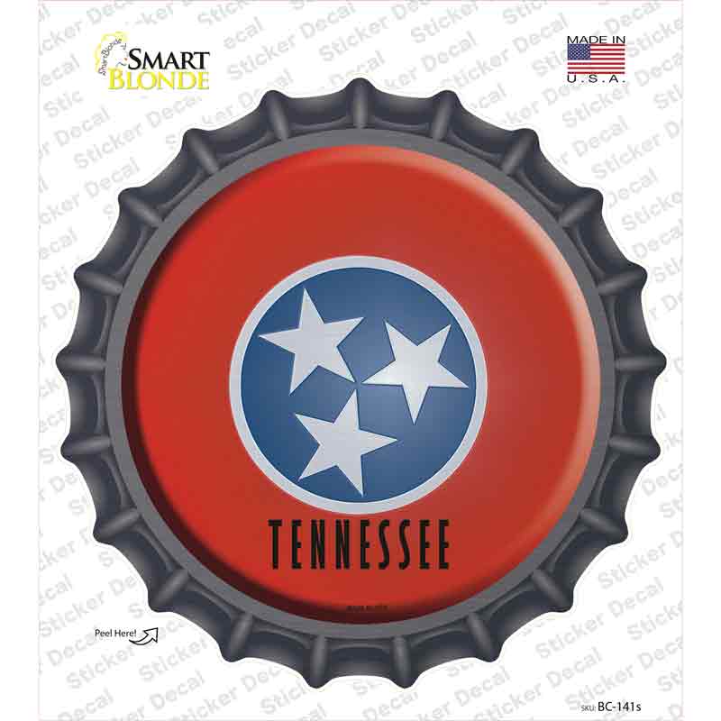 Tennessee State Flag Novelty Bottle Cap Sticker Decal Small