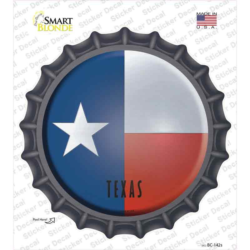 Texas State Flag Novelty Bottle Cap Sticker Decal Small