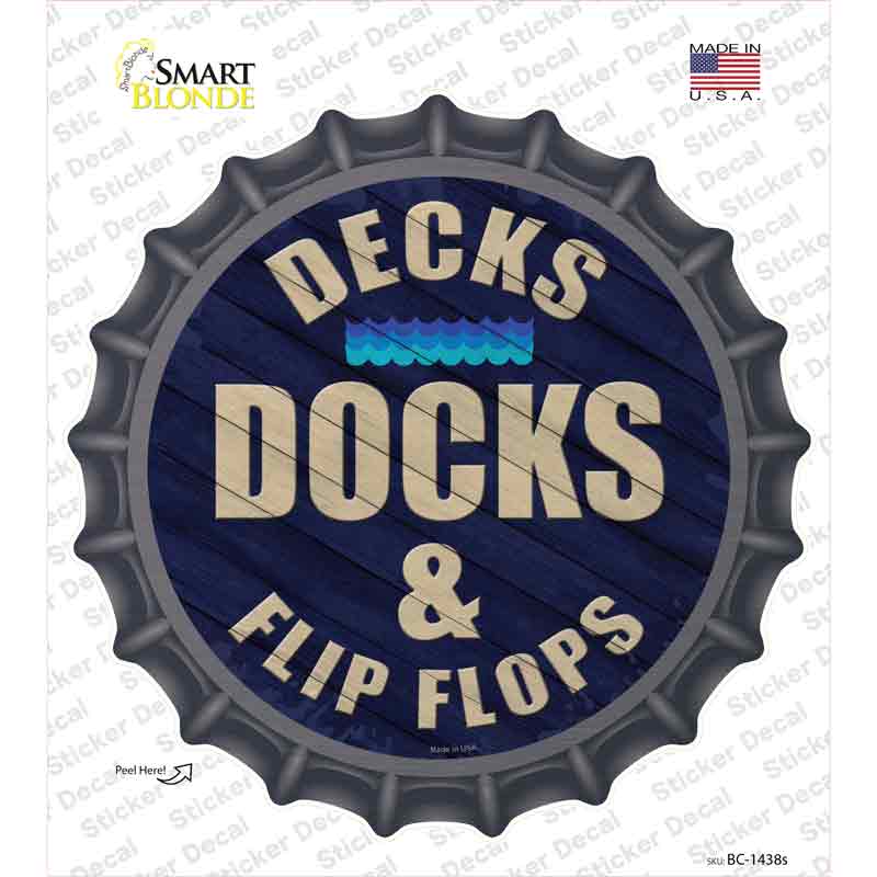 Decks Docks and Flip Flops Novelty Bottle Cap Sticker Decal
