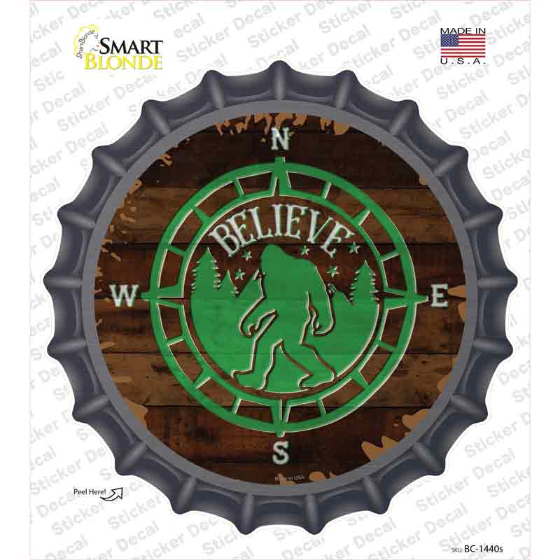 Sasquatch Compass Believe Novelty Bottle Cap Sticker Decal Small