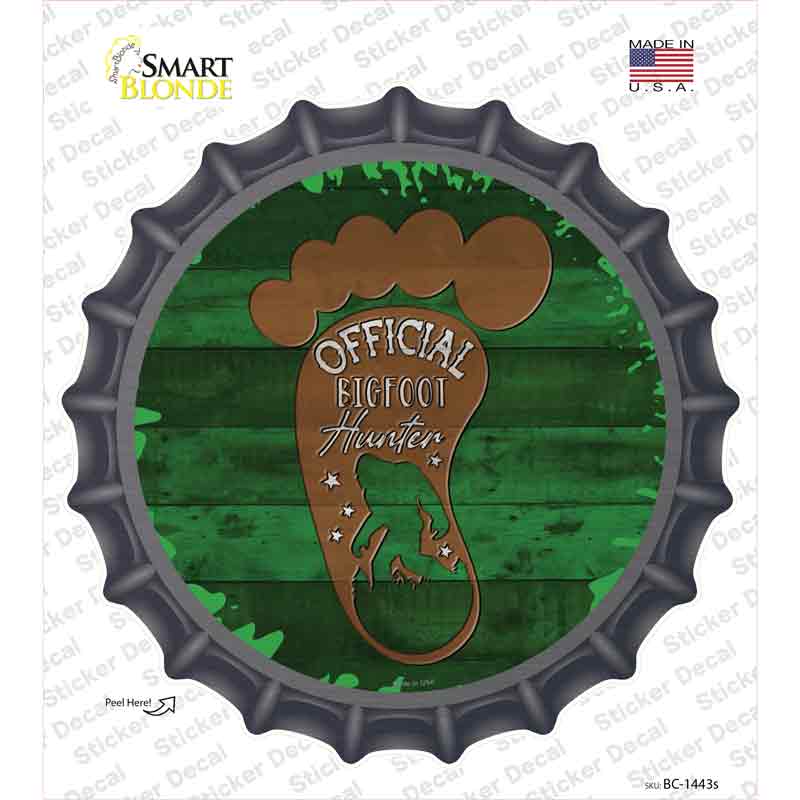 Bigfoot Hunter Footprint Novelty Bottle Cap Sticker Decal Small