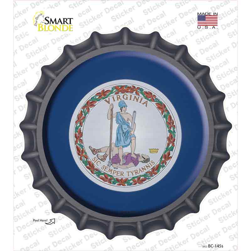 Virginia State Flag Novelty Bottle Cap Sticker Decal