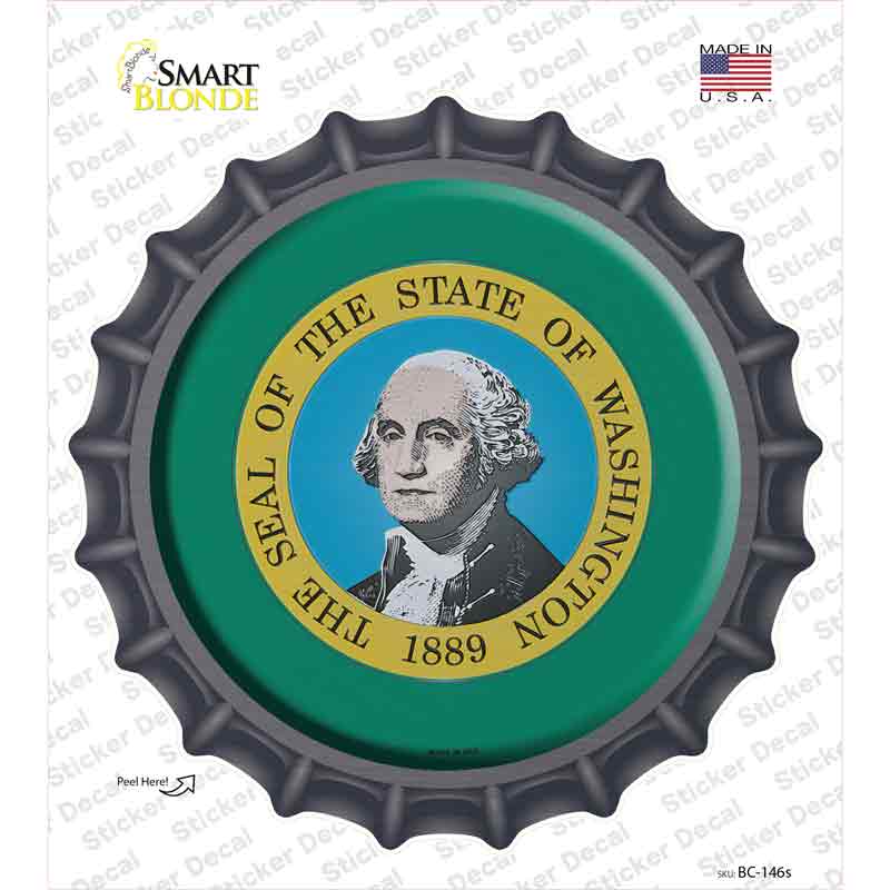 Washington State Flag Novelty Bottle Cap Sticker Decal Small