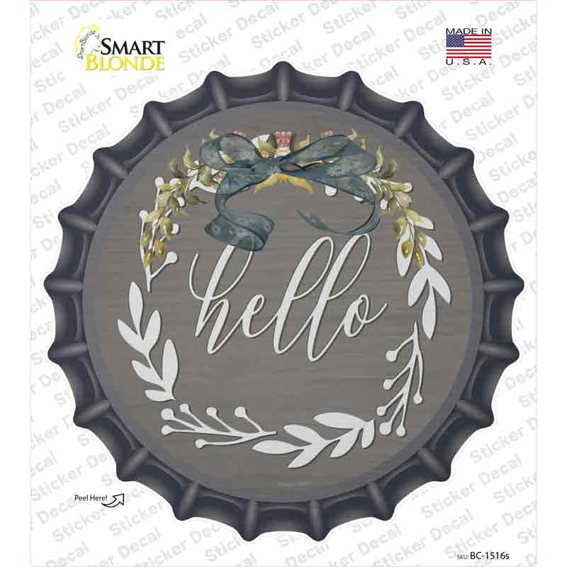 Hello Wreath Novelty Bottle Cap Sticker Decal