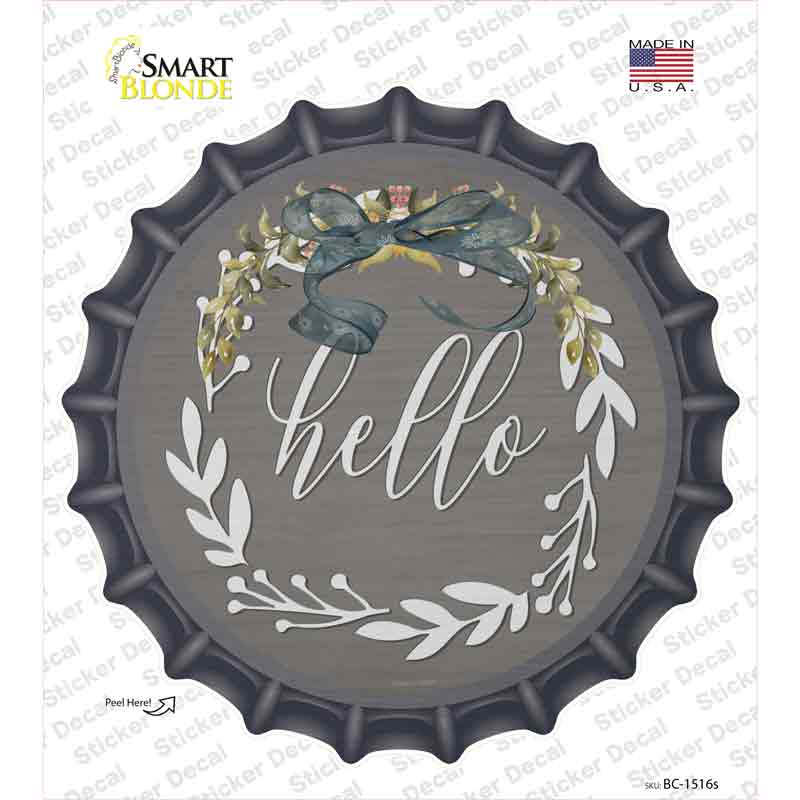 Hello Wreath Novelty Bottle Cap Sticker Decal Small