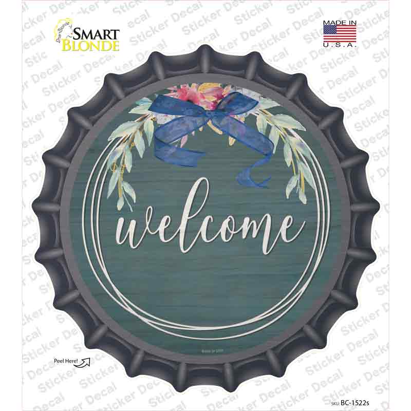 Welcome Wreath Novelty Bottle Cap Sticker Decal Small