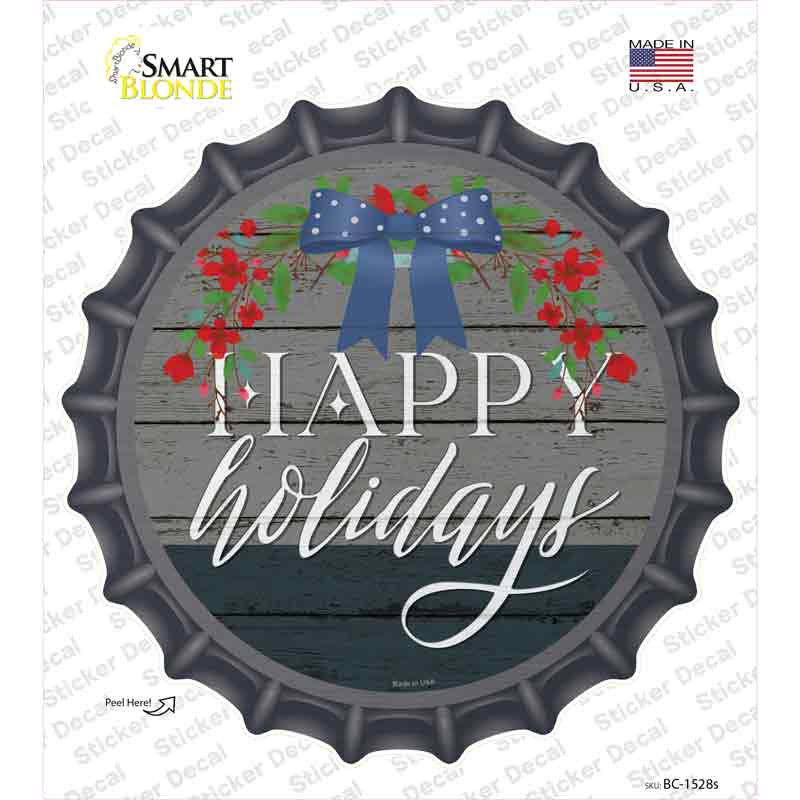 Happy Holidays Bow Novelty Bottle Cap Sticker Decal Small