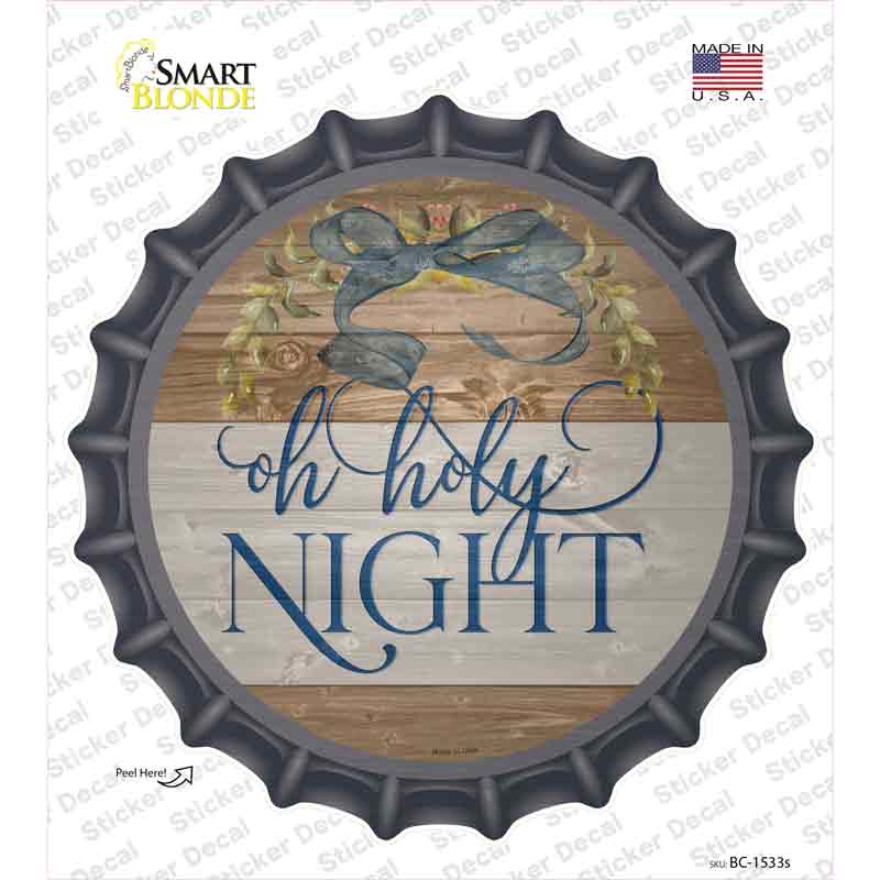 Oh Holy Night Bow Wreath Novelty Bottle Cap Sticker Decal Small