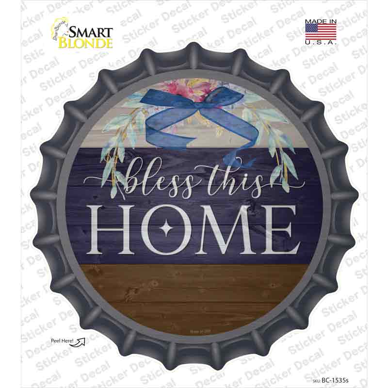 Bless This Home Bow Wreath Novelty Bottle Cap Sticker Decal Small