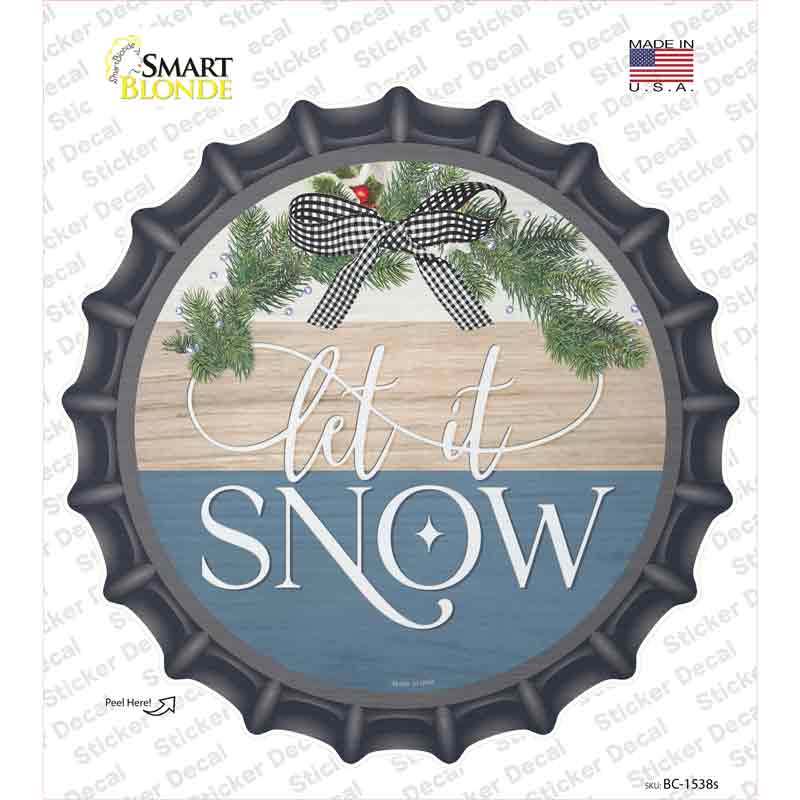 Let It Snow Bow Wreath Novelty Bottle Cap Sticker Decal Small