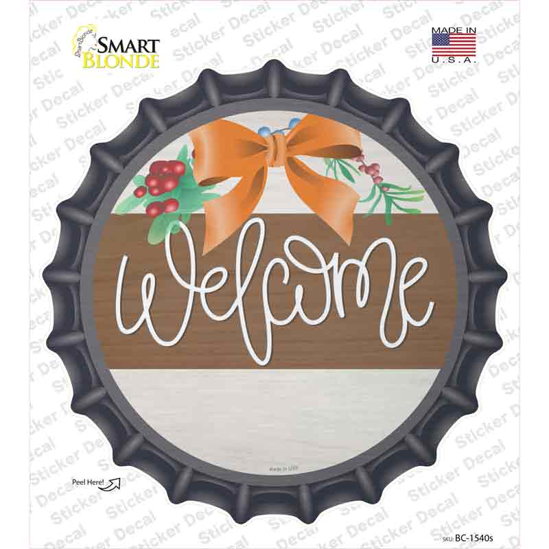 Welcome Bow Wreath Novelty Bottle Cap Sticker Decal Small