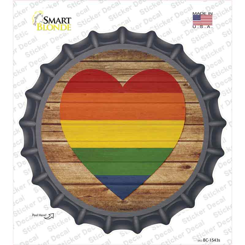 Heart Rainbow Novelty Bottle Cap Sticker Decal Small