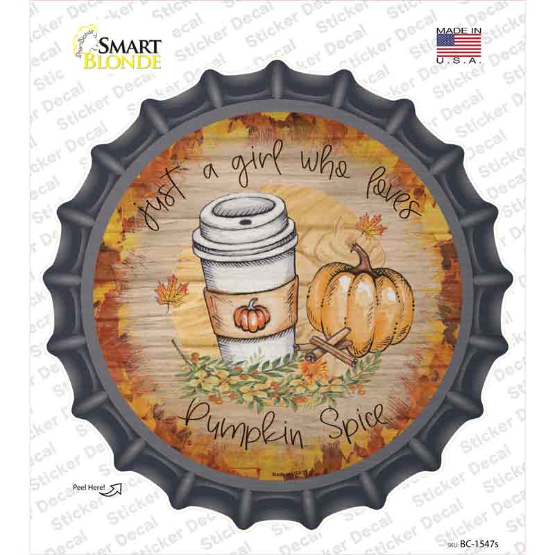 Pumpkin and Latte Novelty Bottle Cap Sticker Decal Small