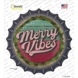 Merry Vibes Green Novelty Bottle Cap Sticker Decal Small