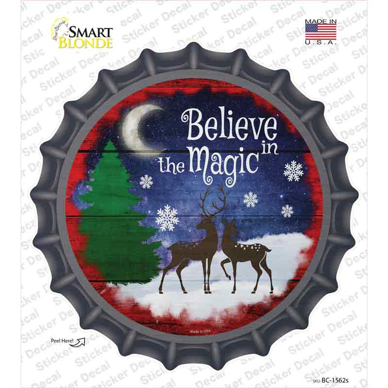 Believe in Magic Reindeer Novelty Bottle Cap Sticker Decal Small