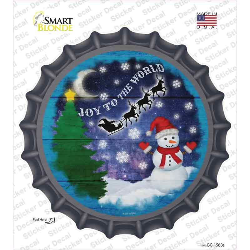 Joy to the World Snowman Novelty Bottle Cap Sticker Decal Small