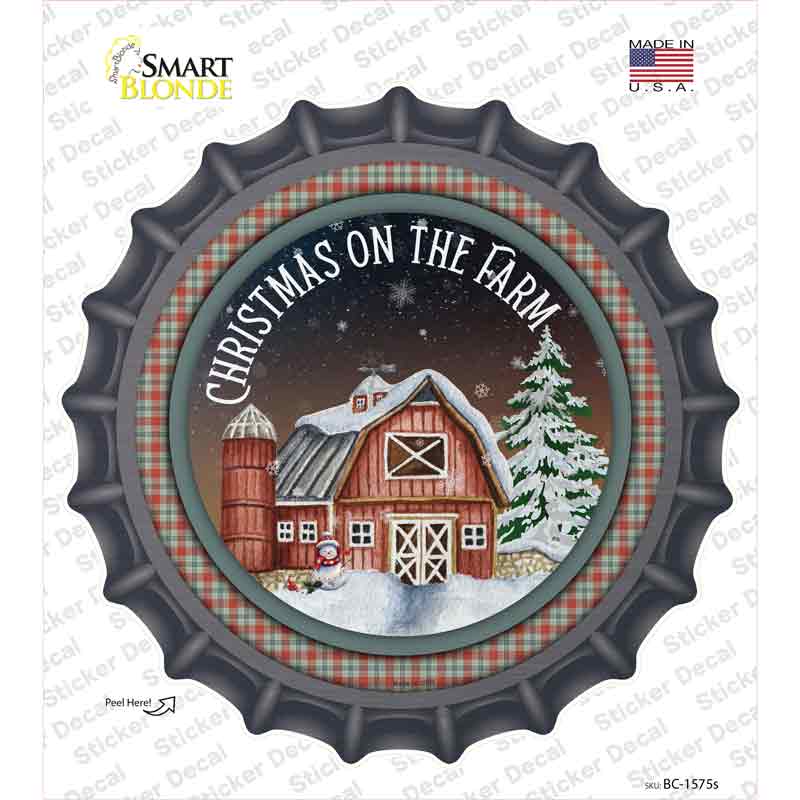 Christmas on the Farm Novelty Bottle Cap Sticker Decal Small