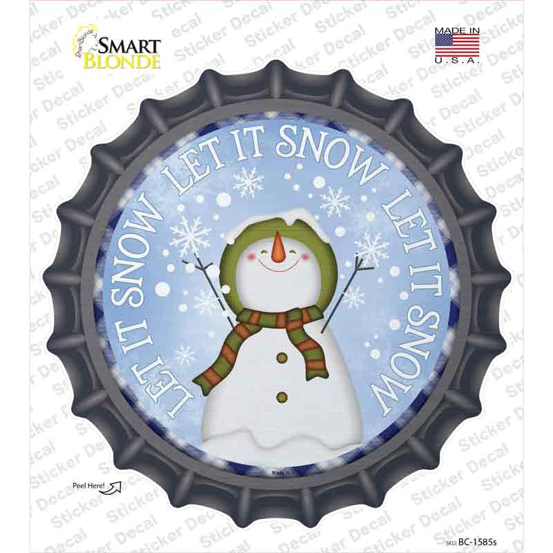 Let It Snow Snowman Novelty Bottle Cap Sticker Decal Small