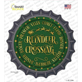 Reindeer Crossing Green Novelty Bottle Cap Sticker Decal Small