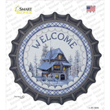 Welcome Snowy House Novelty Bottle Cap Sticker Decal Small