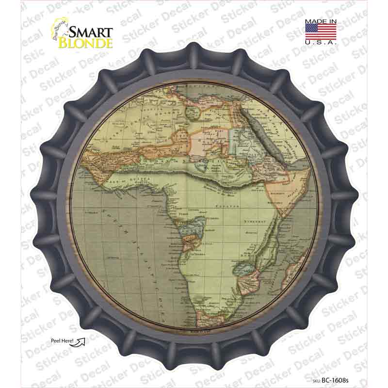 Africa Map Novelty Bottle Cap Sticker Decal Small