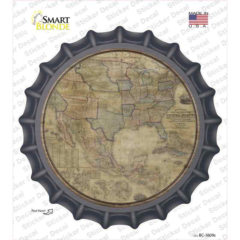 United States Map Novelty Bottle Cap Sticker Decal Small