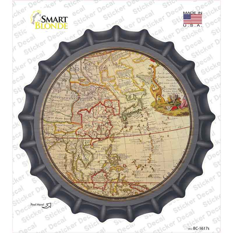 East Asia Map Novelty Bottle Cap Sticker Decal Small