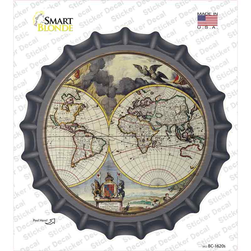 World Map Novelty Bottle Cap Sticker Decal Small